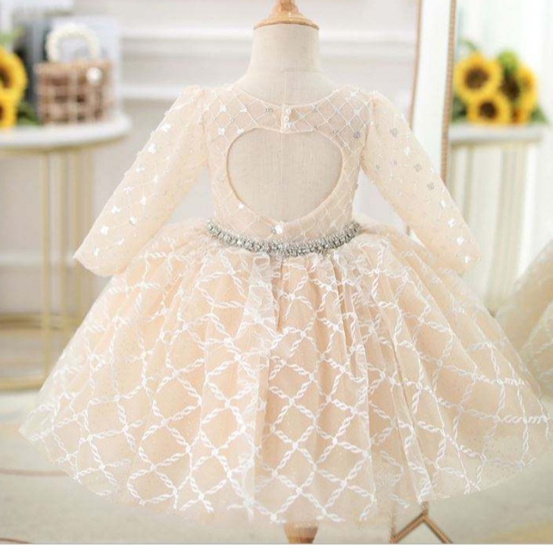 Baige OEM Childrens Abendkleid Prinzessin Girl Fluffy Garn Blume Klavier Kostüm Gastgebende Geburtstagskleider