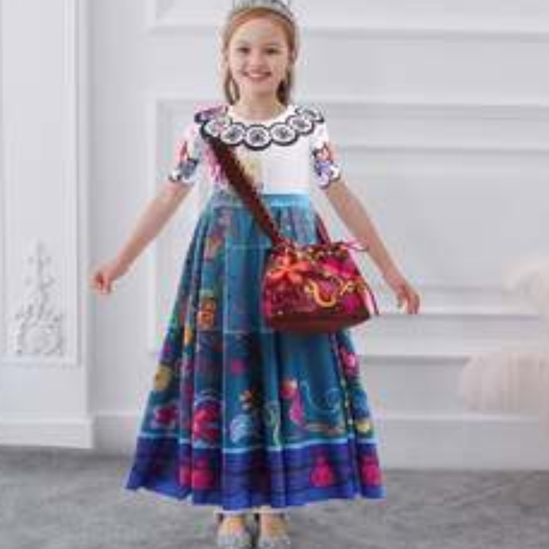 Baige Encanto Mirabel Luisa Cosplay Kostüm Girl Party Kleid Halloween Prinzessin Kleid mit Tasche