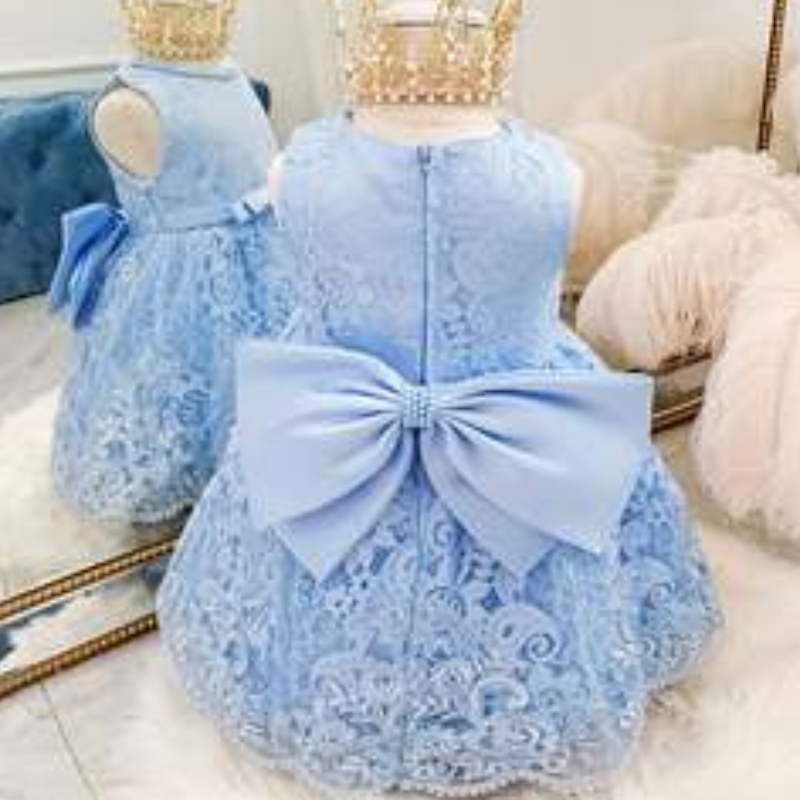 Weiße Taufe Prinzessin Kleid Spitze Kinder Kleidung Feier Kostüm