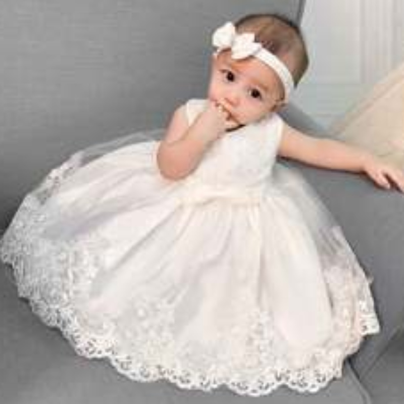 Baige Großhandel Neugeborene Baby Girl Party Kleid Floral Taufe Party Event Kocher Mädchen Prinzessin Free Hairband