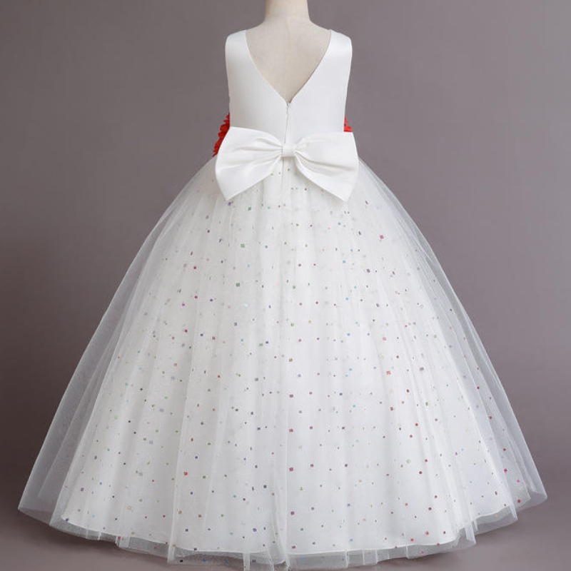 Lace Princess Kleid für Kinder Mädchen Geburtstag Hochzeit Kleidung Elegante Party Tutu hinterloser Bogenknotenkleid