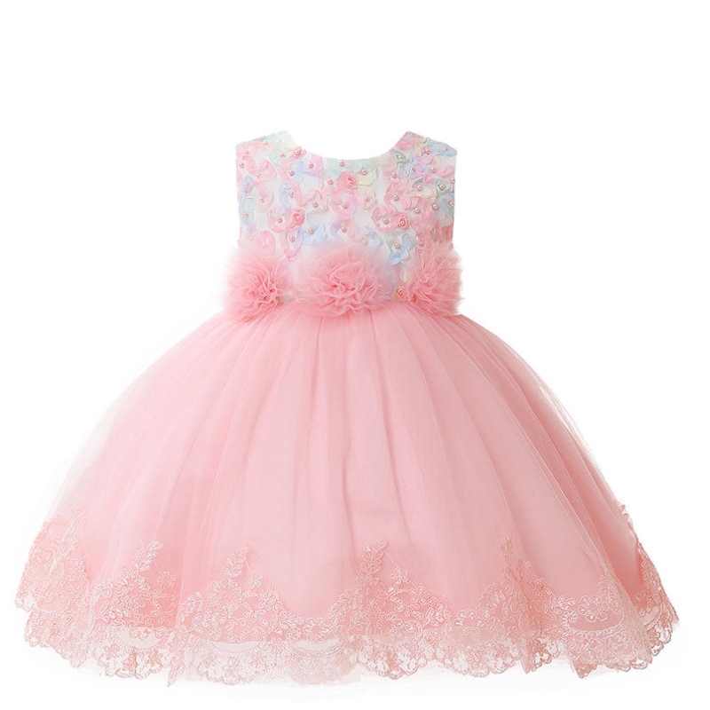 Prinzessinkleid von Kindern gesticktes Spitzenkleid Blumenmädchen ärmellose Tutu -Rock