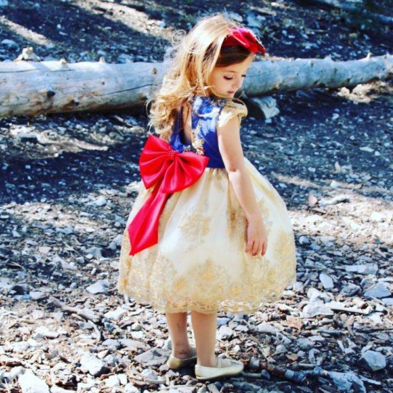 Baige Children 's Flower Dress Kids Kleidung 0-5y Girls Spitzen Hochzeitskleider mit Stirnband L5192XZ