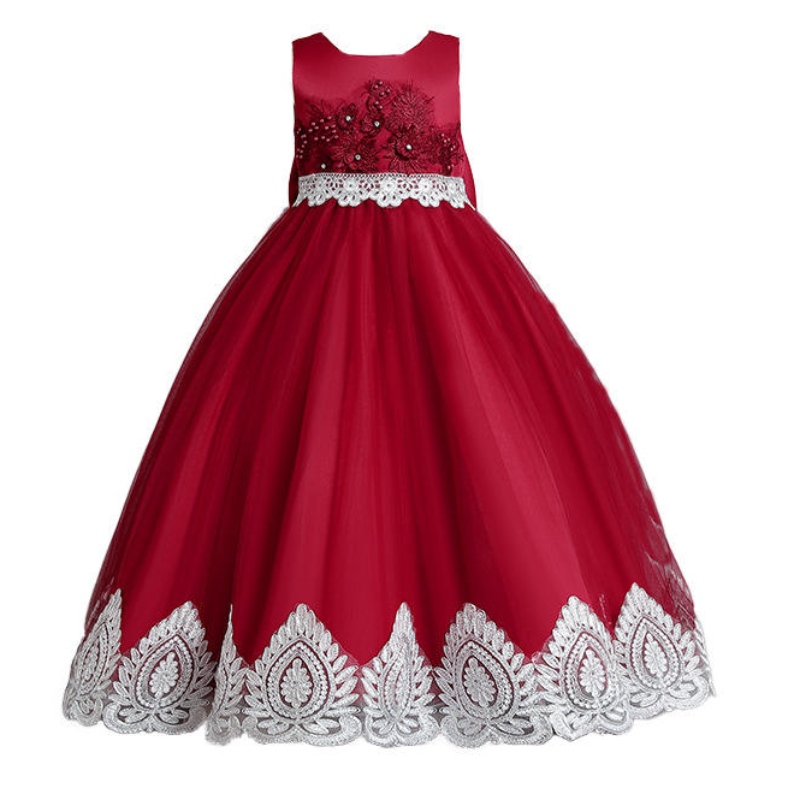 Mädchen Langes Schwanzprinzessin Kleid 2022 Neues Blumenvolkwalk Kleid