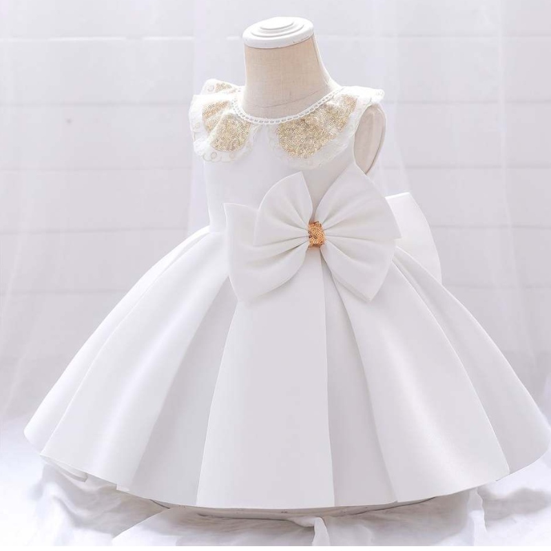 Baige Neugeborene Baby -Mädchen -Partykleider weiß erster Kommunion Taufkleiderkleid Kleiderkleid