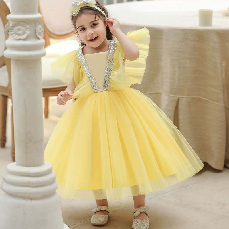 Baige Sommer Kinder Kleidung PAINE Baby Kleinkind Kleid Geburtstag Hochzeitsfeier Blume Mädchen Prinzessin Kinder Kleider
