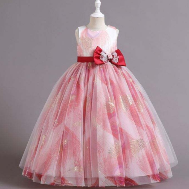 Baige Hot Style 4-14 Jahre rosa ärmellose Kleinkindes Custom Design Hochzeits Geburtstagsfeierkleid für Kindermädchen