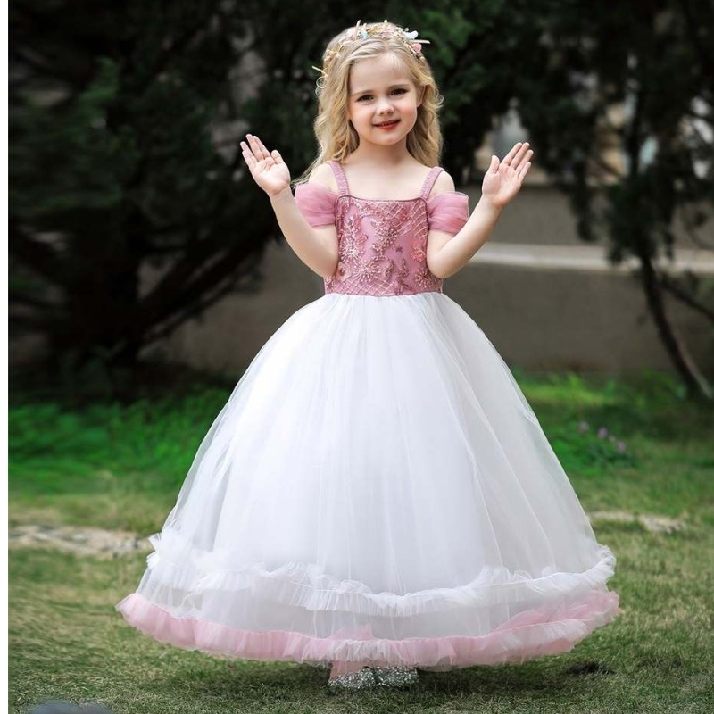 Baige Neuankoge Prinzessin Kinder Party Kleid rosa Geburtstag langes Kleid für Mädchen 12 Jahre alt