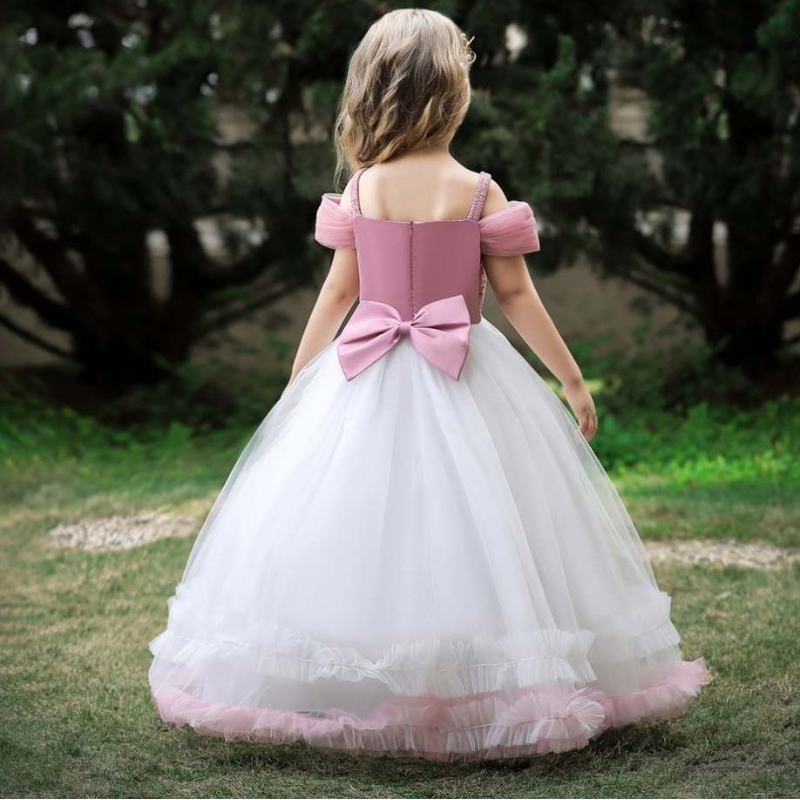 Baige Neuankoge Prinzessin Kinder Party Kleid rosa Geburtstag langes Kleid für Mädchen 12 Jahre alt