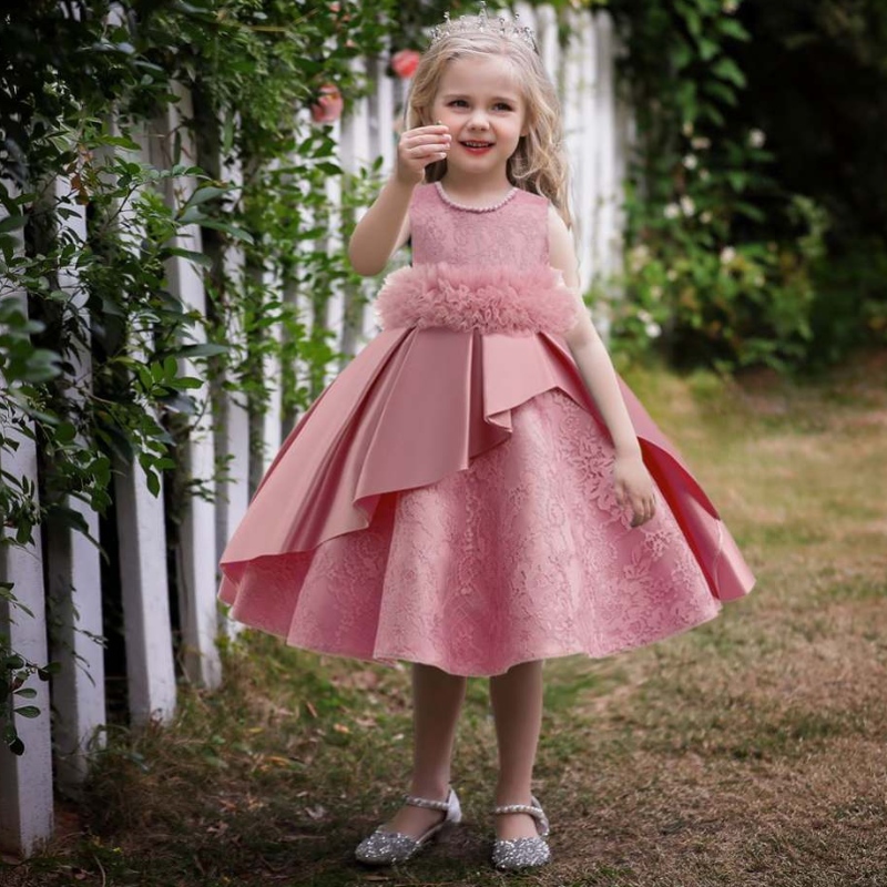 Baige Hot Sale Baby Girl Event Kittel Blumenmädchen Kleid Party Hochzeitskleidung Hochzeit Ballkleid Kleid