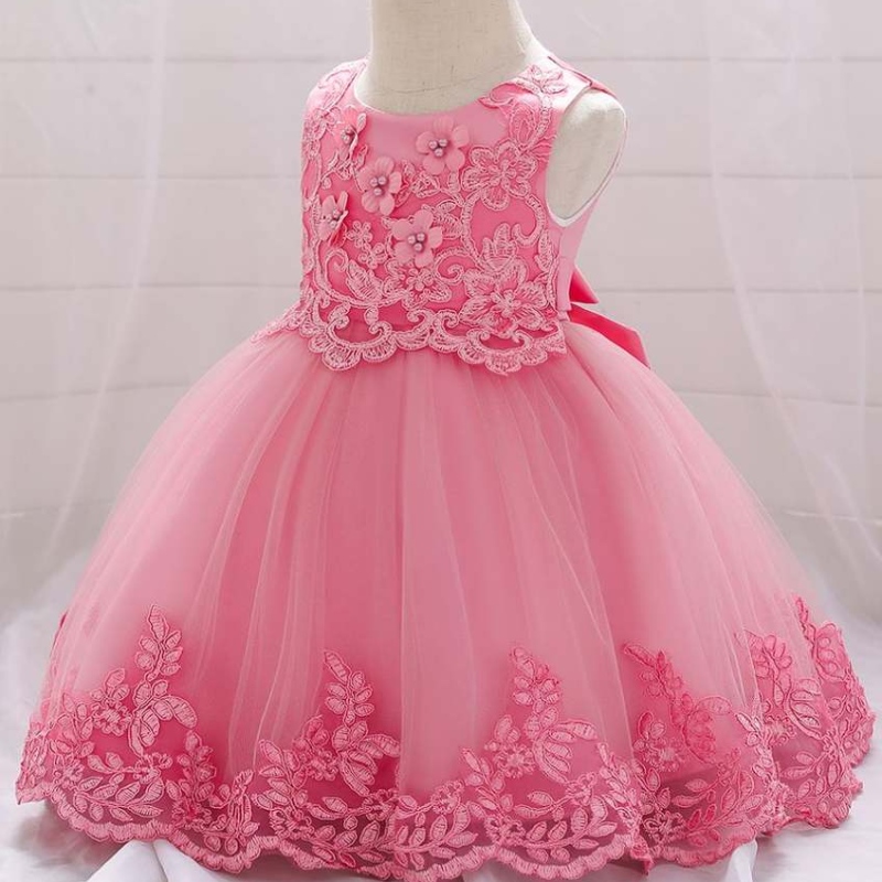 Baige Sommer Baby Girls Kleid Kind Party Kostüm Stickereien Blumenkleid L5097XZ