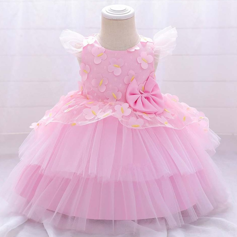 Baige Girls Frock Muster süßes Mädchen Rüschen Prinzessin kleines Mädchen Geburtstag schön erster Kommunion Kleid L1991XZ