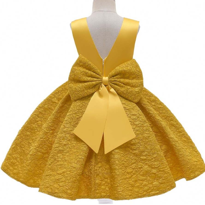 Baige Kleidungsstück Großhandel Custom Kleid Royal Yellow Ball Kleid Mini Ein Linienkleid für Kinder