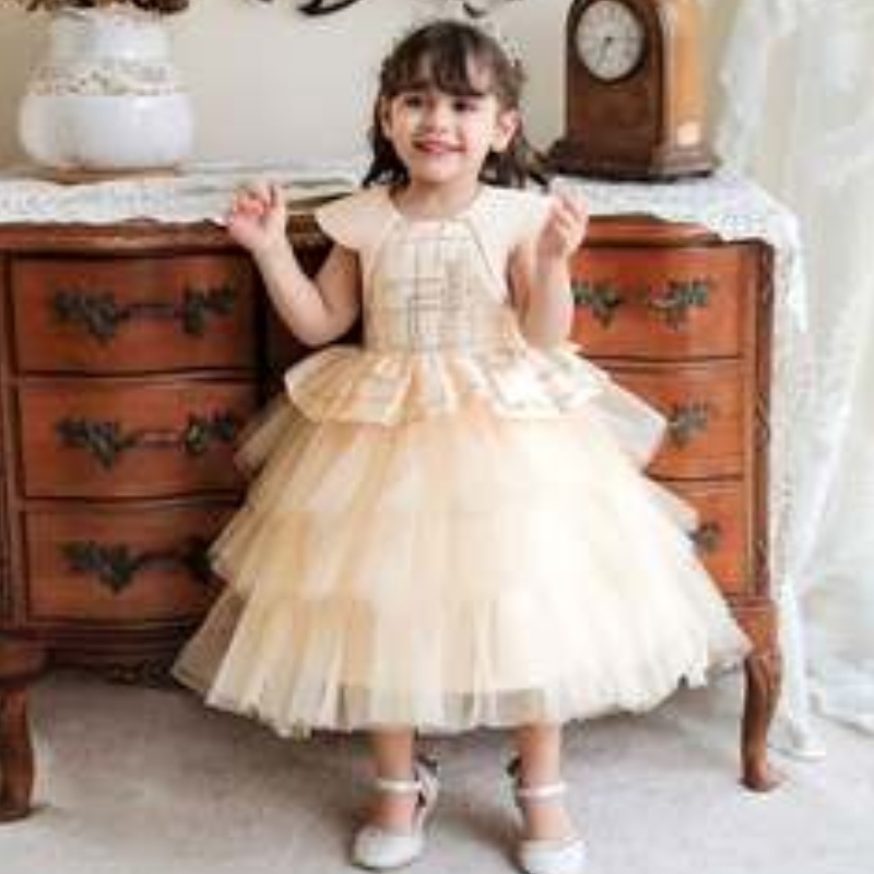 Neue Stil ärmelloses Baby-Mädchen Pailletten Prinzessin Taufkleid Kinder Geburtstagsfeier süße Abendkleider 0-6 Jahre alt