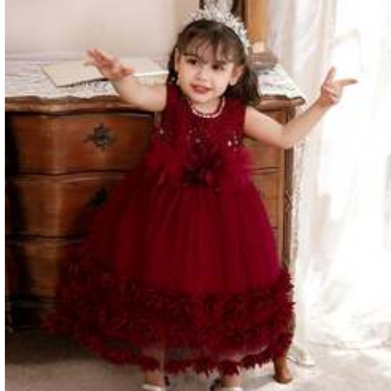 Baige 2022 Kleinkind Teen Ballkleid Prinzessin Tulle Blumenmädchen Kleid Formale Pailletten Kid Girl Geburtstag Party Kleider