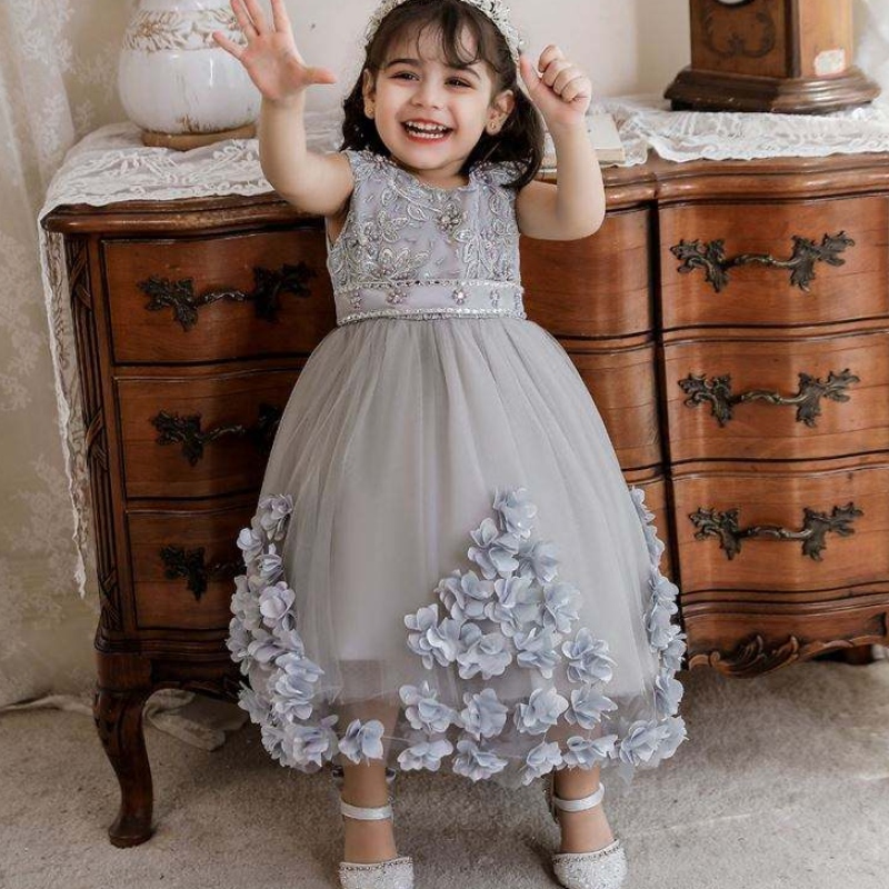 Baige Sommer Blumen Kinder Baby Kleider Kleider Party Prinzessin Hochzeit 1 Jahr Geburtstagskleid für Baby N2103