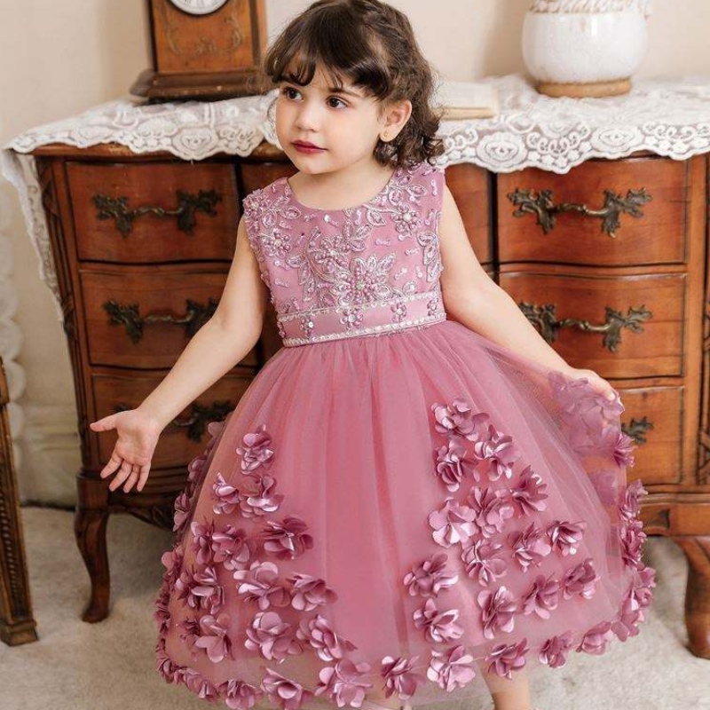 Baige Sommer Blumen Kinder Baby Kleider Kleider Party Prinzessin Hochzeit 1 Jahr Geburtstagskleid für Baby N2103