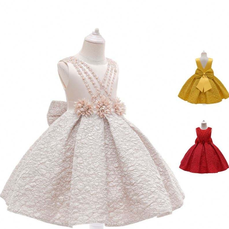 Neuankömmlinge gekräuseltes Maxikleid Satin und Tüll Babykleid für Blumenmädchen&Geburtstag