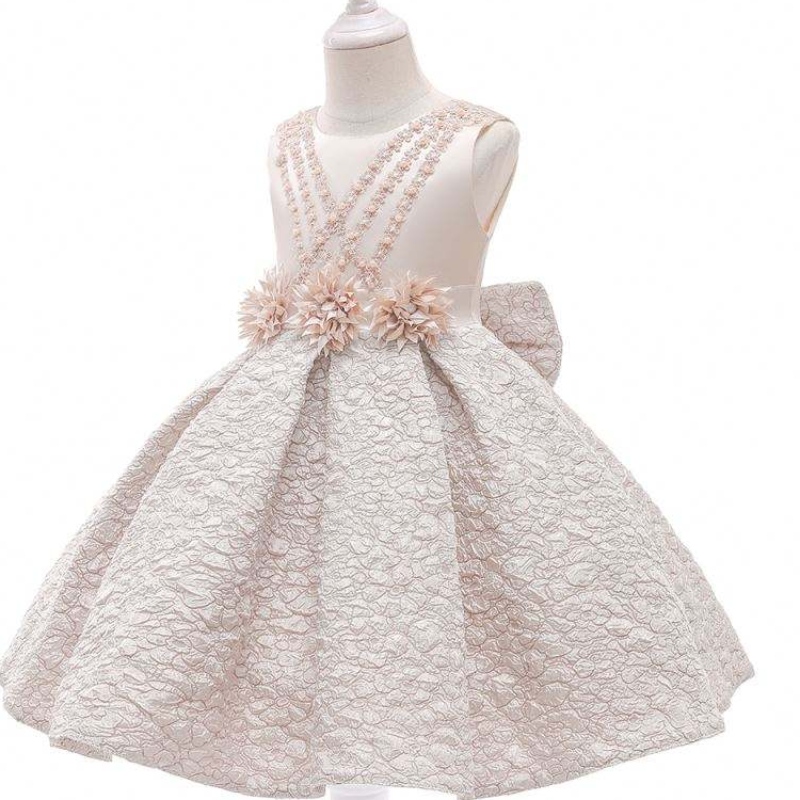 Neuankömmlinge gekräuseltes Maxikleid Satin und Tüll Babykleid für Blumenmädchen&Geburtstag
