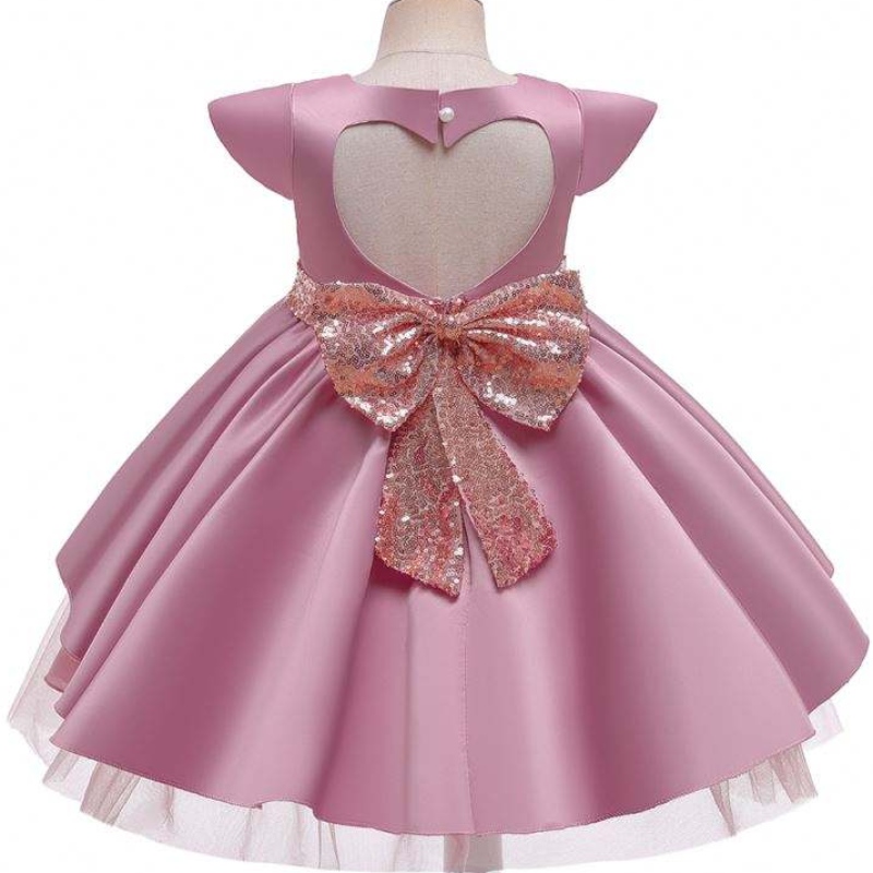 Baige Fabrik Großhandel weiße Taufe Mädchen Kinder tragen Geburtstagskleid Kinder Partykleid mit Bogen