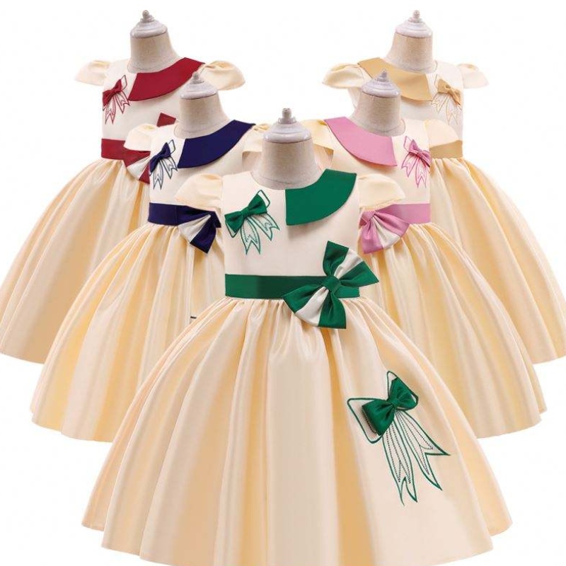 Baige Neueste Designs Geburtstag Blumenparty Kinder Kleidung Hochzeit Prinzessin kleine Kinder Kleidung Mädchen Kleid Kleid