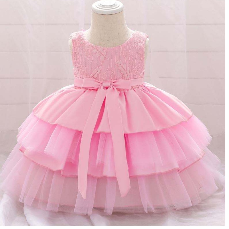 Baige hochwertige Blumenmädchen -Partykleid Kinder Kleid Girl Kostüm Kinder Kleid Design L1912XZ