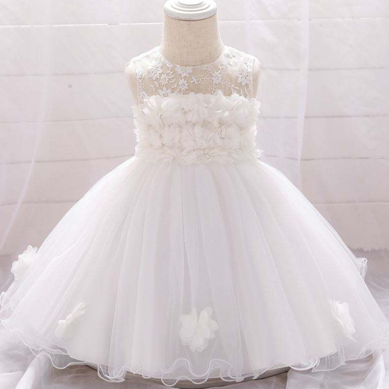 Baige New Frock Designs Mädchen \\ 'Kleidung Neugeborene Blumenkinder Party Tragen Taufkleid L1920XZ