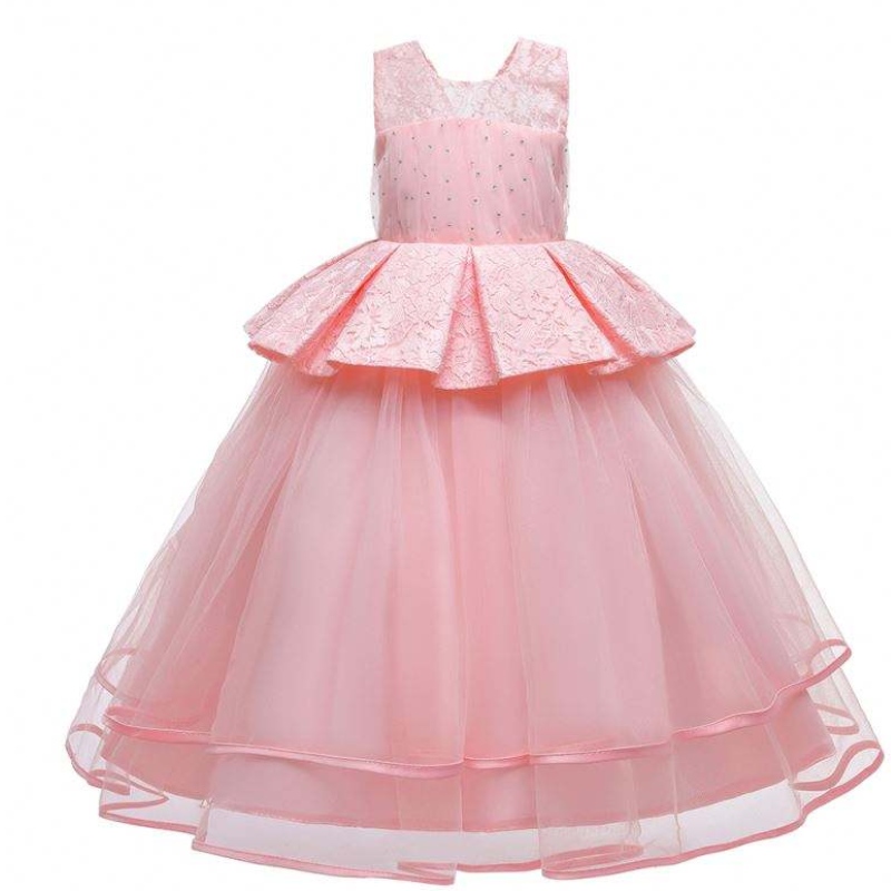 Baige elegante Kinder Langkleid Mädchen Kinder für Kinder lange Kleider Abendkleider luxuriöser Kleider LP-275