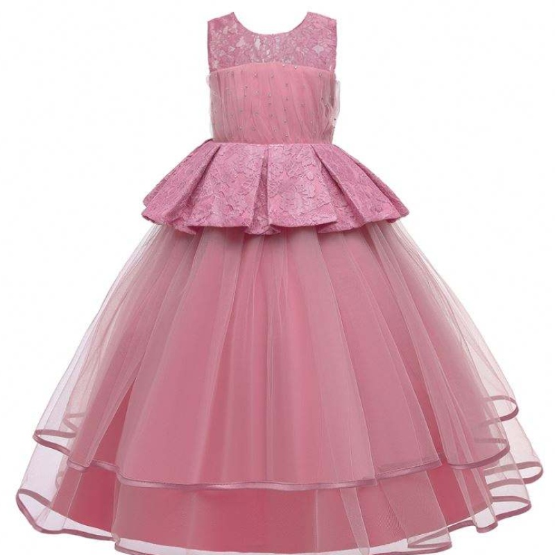 Baige elegante Kinder Langkleid Mädchen Kinder für Kinder lange Kleider Abendkleider luxuriöser Kleider LP-275