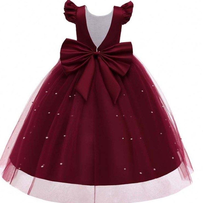 Baige Großhandel Perlen Langes Brautjungfer Kleid Kids Party Tragen Sie Abend Party Kinder Kleidung