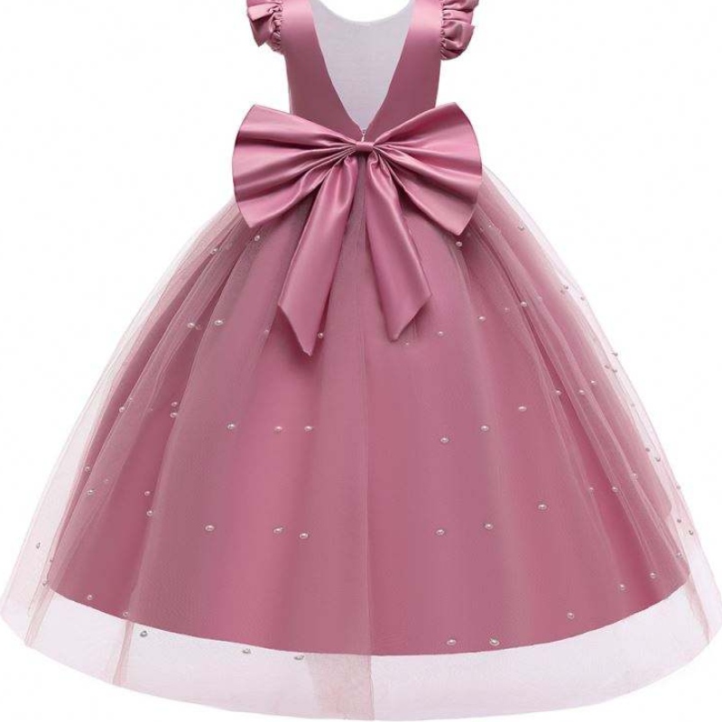 Baige Großhandel Perlen Langes Brautjungfer Kleid Kids Party Tragen Sie Abend Party Kinder Kleidung