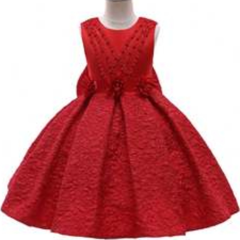 Baige hochwertige Mode Girls Party Kleider Neueste Kinder Kleid Designs Langes Kleidungsstück T5176