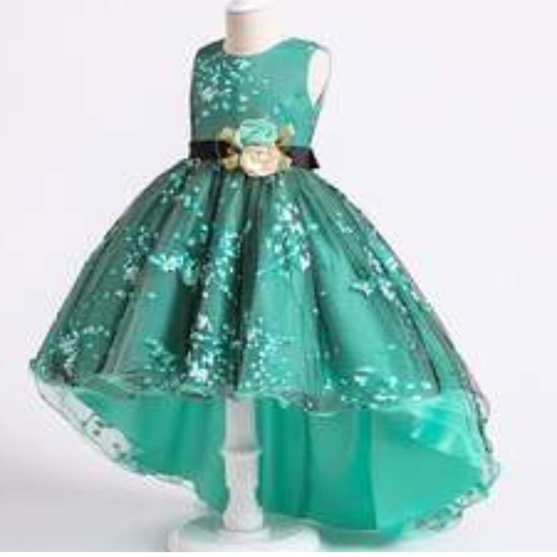 Baige Green Children Blume Fairy Prinzessin 4-15 Jahre Baby Mädchen geschwollene Kleiderdesign für Party 2153