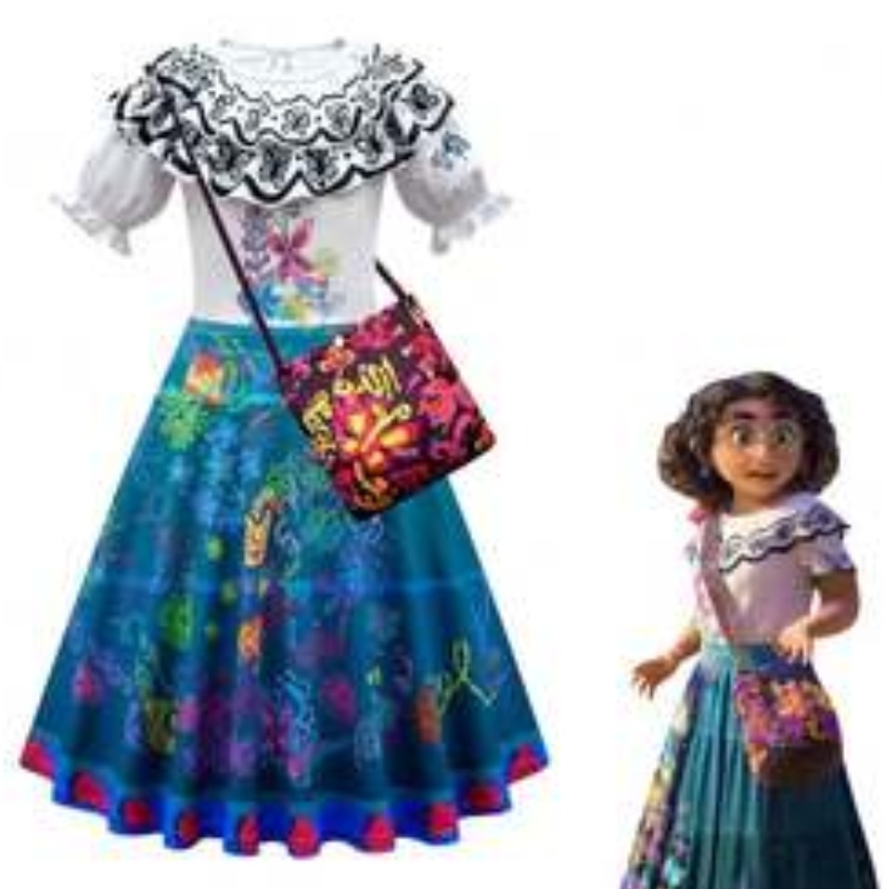 Baige Encanto Mirabel Madrigal Cosplay Kostüm Karneval Halloween Purple Prinzessin Kleid
