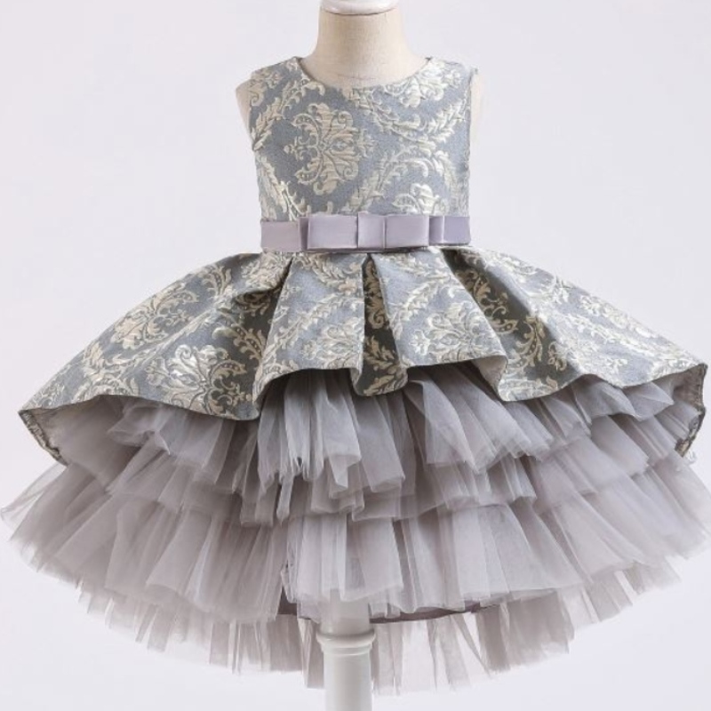 Baige 3-12y Blumenmädchen flauschige Kleiderfabrik Großhandel Boutique Kinderkleidung Prinzessin Tutu Rock 2171