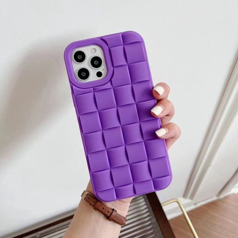 Geeignet für Apple iPhone 14/14 Pro Case, All-Inclusive Herbst-Proof-Mobilfunk-Schutzleder, karierte dreidimensionale TPU-Schutzhülle