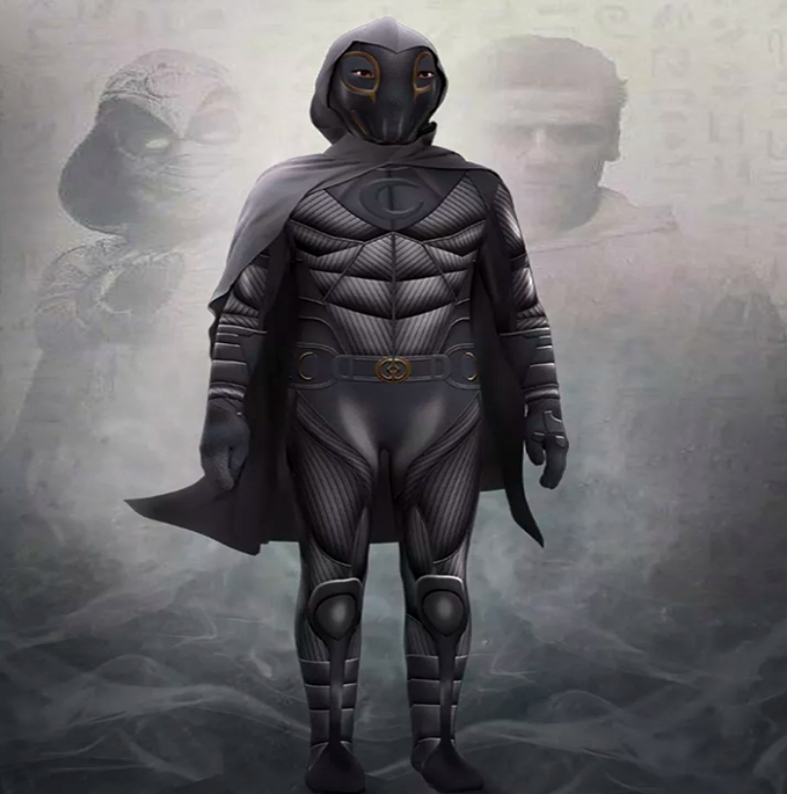 Moon Knight Kostüm Marc Spector Black Superhelden Film Cosplay Jumpsuit Anzug für Halloween -Kinder und Männer