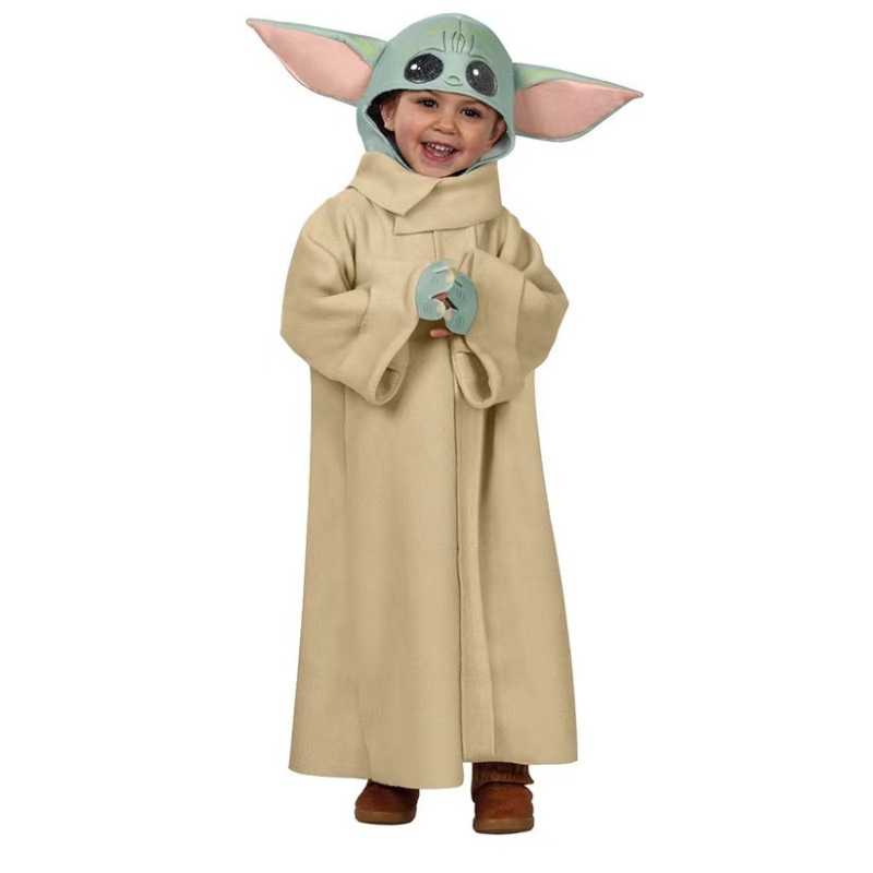 Heißverkauf Kinder super süße Langarm -Jumpsuit Baby Yoda Kostüm für Halloween