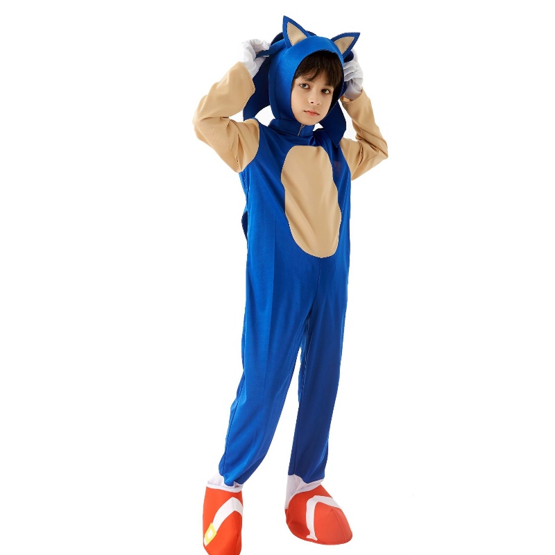 2022 Kinderniedliche Super Sonic Movie Kostüm Performance Schwarzblau Sonic Kostüm