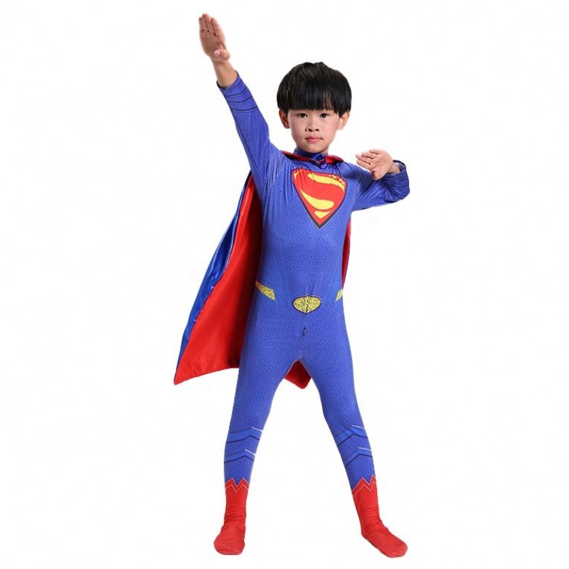 Marvel DC Superhelden TV&movie Blue&red Comic Figuren Fancy Cosplay Bodysuit Jumpsuit Anime Super Man Kostüme mit Umhang