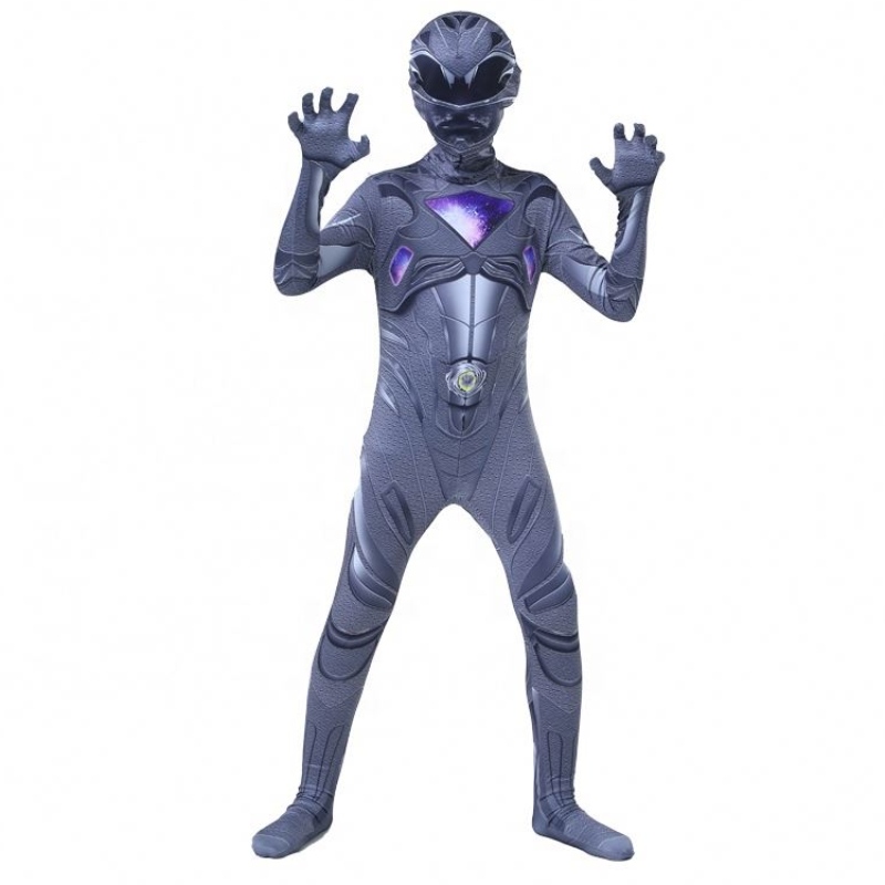 Schwarze Farbe Superhelden setzt Halloween Party Jumpsuit Mystic Force Power Ranger Kostüm für Kinder