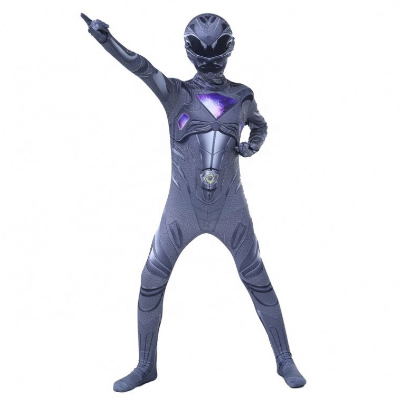 Schwarze Farbe Superhelden setzt Halloween Party Jumpsuit Mystic Force Power Ranger Kostüm für Kinder