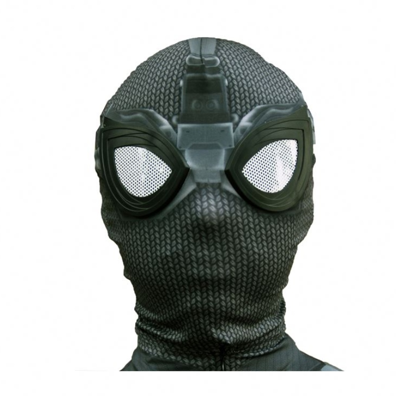 Neuer Stil schwarzer Superheld Zentai Anzug für Halloween TV&movie Cosplay Black Spider Man Kostüm mit Gesichtsmaske für Kinder&adults