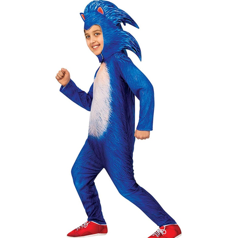 Halloween Party Game Cosplay Kinder Blau Sonic Jumpsuit Cartoon Sonic Das Hedgehog -Kostüm