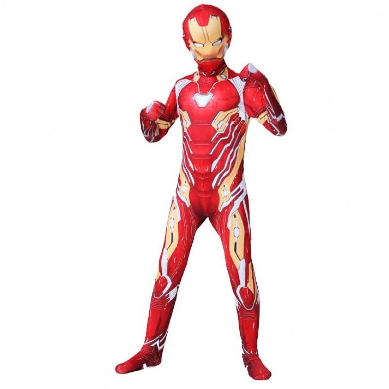 Customized Classic Halloween Cos Eltern Kinder Muskelpanzerdesign 3D Print Avenger Jumpsuit Eisenkostümanzug für Männer Kinder