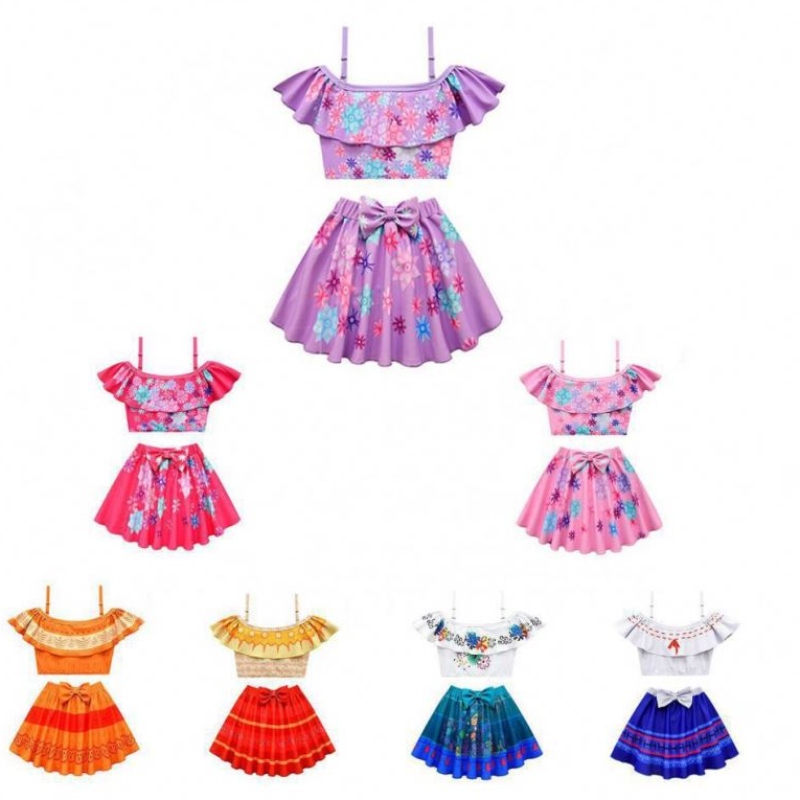 2022 Neues Design Kostüm Badeanzug Zwei PCs Sets für Kinder Mädchen Encanto Prinzessin Kleid Badeanzug Encanto Mirabel Badekleidung