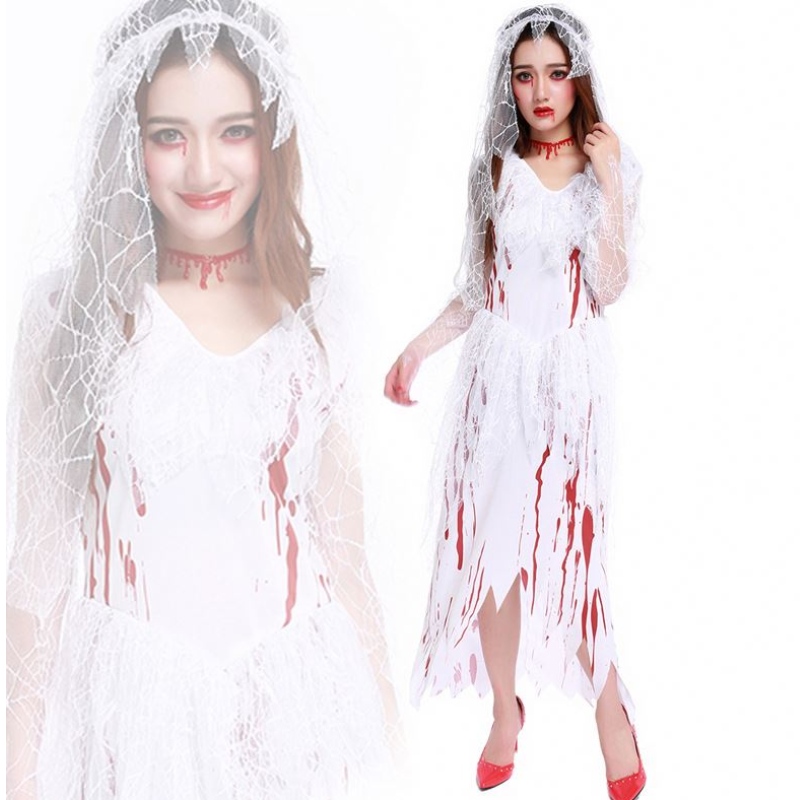 Halloween -Kostüme von Frauen Horror Cos Bloody Skull Zombie Erwachsene Tod Braut