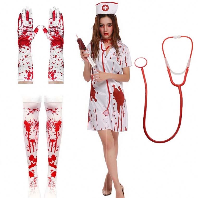 2022 Halloween Killer Caregiver Women Zombie Krankenschwester Bloody Kostüm HCVM-016