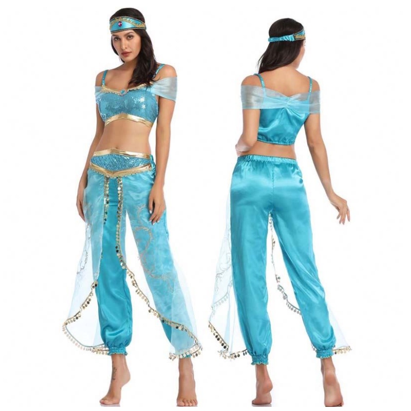 Hot Sales Halloween Outfit Aladdin Magic Lamp Prinzessin Jasmine Erwachsener HCAL-012