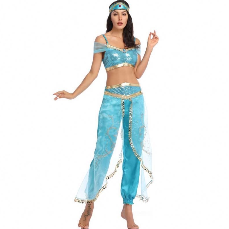 Hot Sales Halloween Outfit Aladdin Magic Lamp Prinzessin Jasmine Erwachsener HCAL-012